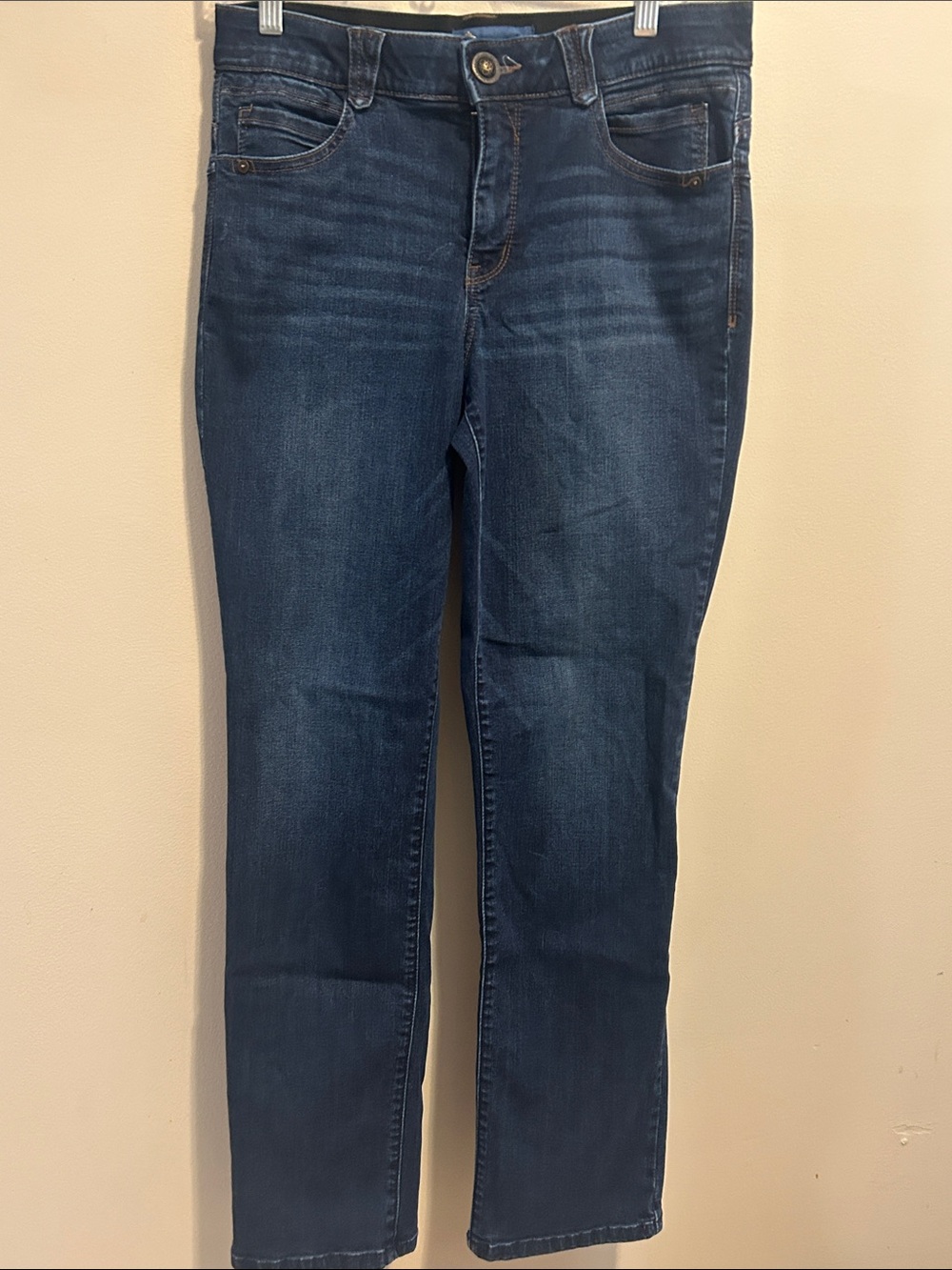 Democracy Women Size 10 Ab Solution Straight Leg Jeans Blue Dark Wash B1560W5EH